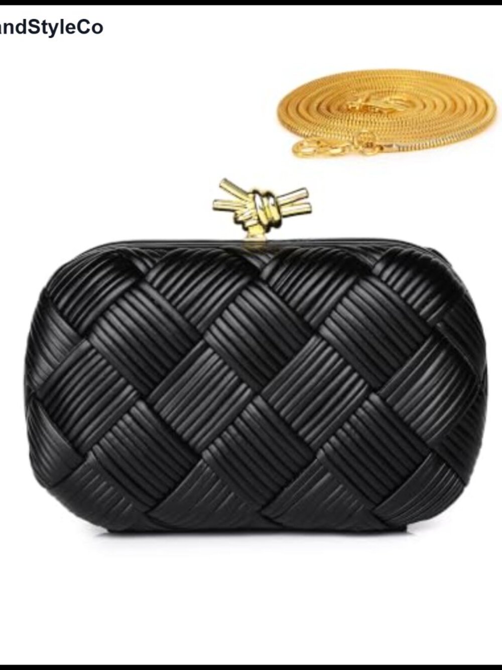 Woven Clutch Purses for Women Detachable Chain Vegan Leather